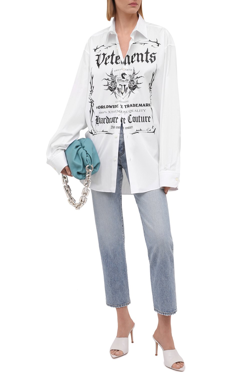 Хлопковая рубашка VETEMENTS белого цвета по цене 69300 руб., арт. UA52SH500W 1005/W, фото 2 Хлопковая рубашка VETEMENTS, арт. UA52SH500W 1005/W, фото 2