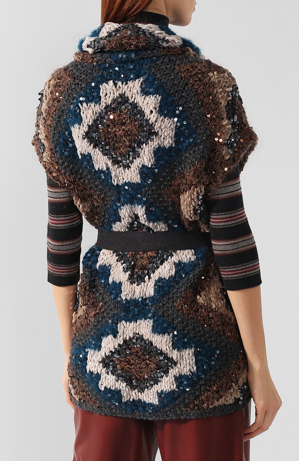 Вязаной кардиган с поясом и пайетками BRUNELLO CUCINELLI, арт. M9Z611036, фото 4