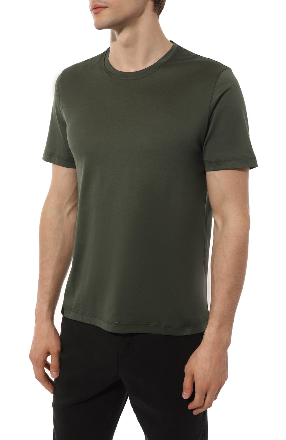 Хлопковая футболка CAPOBIANCO хаки цвета по цене 19150 руб., арт. 14M660.JS00., фото 3 Хлопковая футболка CAPOBIANCO, арт. 14M660.JS00., фото 3