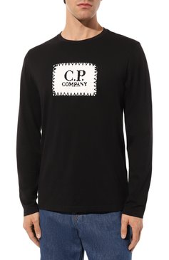 Мужская хлопковый лонгслив C.P. COMPANY черного цвета, арт. 15CMTS043A005100W | Фото 3 (Рукава: Длинные; Длина (для топов): Стандартные; Материал внешний: Хлопок; Принт: С принтом; Стили: Минимализм; Кросс-КТ: Джерси; Мужское Кросс-КТ: Футболка-одежда)