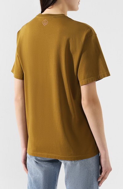 Хлопковая футболка GOLDEN GOOSE DELUXE BRAND хаки цвета по цене 18800 руб., арт. G34WP024.B3, фото 4 Хлопковая футболка GOLDEN GOOSE DELUXE BRAND, арт. G34WP024.B3, фото 4