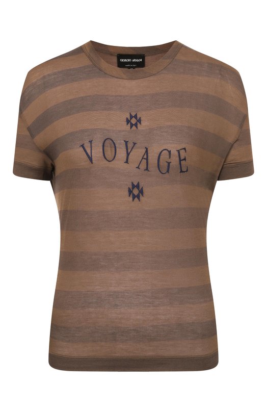 Футболка из лиоцелла и шелка Giorgio Armani GW002080/AF15963 Коричневый GW002080/AF15963