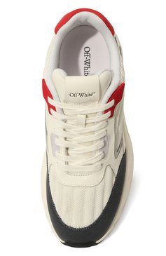 Мужские кожаные кроссовки runner OFF-WHITE белого цвета, арт. 0MIA283F23FAB0010125 | Фото 6 (Материал внешний: Текстиль; Материал сплава: Проставлено; Стили: Классический; Материал внутренний: Текстиль; Подошва: Массивная; Драгоценные камни: Проставлено)