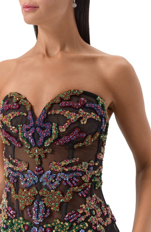 Топ с отделкой стразами и пайетками Zuhair Murad PTP25015/EM0R005 Чёрный  PTP25015/EM0R005 Фото 5