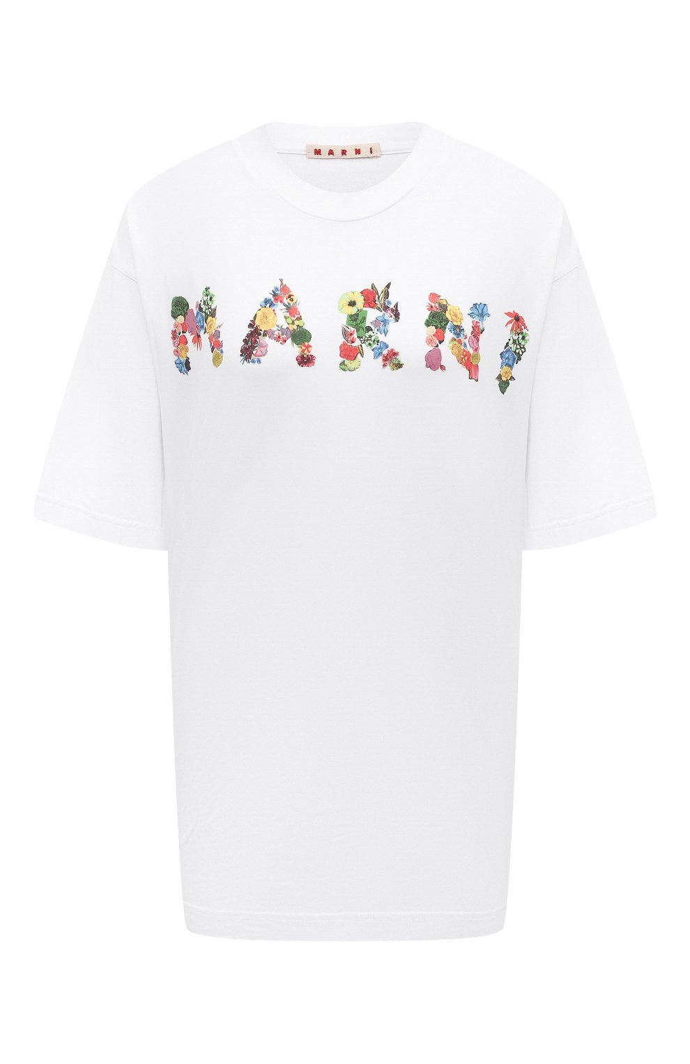 Хлопковая футболка MARNI белого цвета по цене 47350 руб., арт. HUMU0223PU/USCW59, фото 1 Хлопковая футболка MARNI, арт. HUMU0223PU/USCW59, фото 1