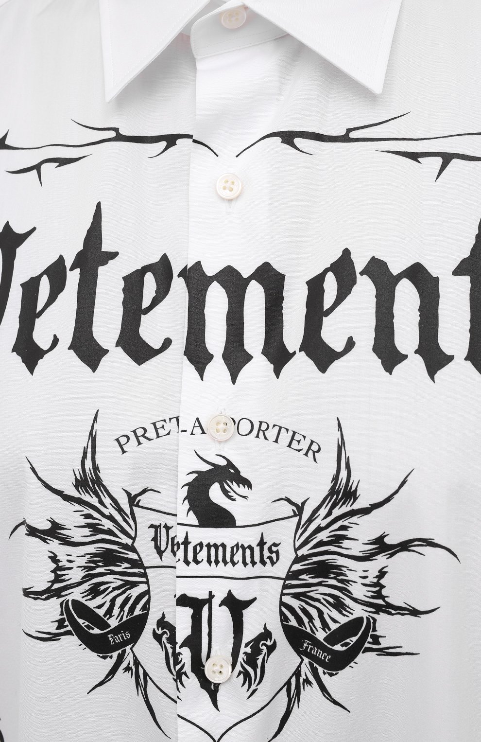Хлопковая рубашка VETEMENTS белого цвета по цене 69300 руб., арт. UA52SH500W 1005/W, фото 5 Хлопковая рубашка VETEMENTS, арт. UA52SH500W 1005/W, фото 5