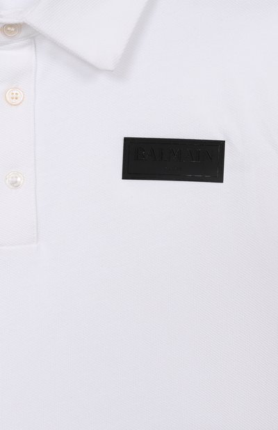Хлопковое поло BALMAIN белого цвета по цене 24050 руб., арт. BY8Q01, фото 3 Хлопковое поло BALMAIN, арт. BY8Q01, фото 3
