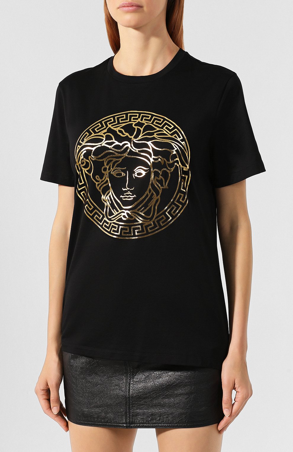 Хлопковая футболка VERSACE черного цвета по цене 31150 руб., арт. A83864/A201952, фото 3 Хлопковая футболка VERSACE, арт. A83864/A201952, фото 3