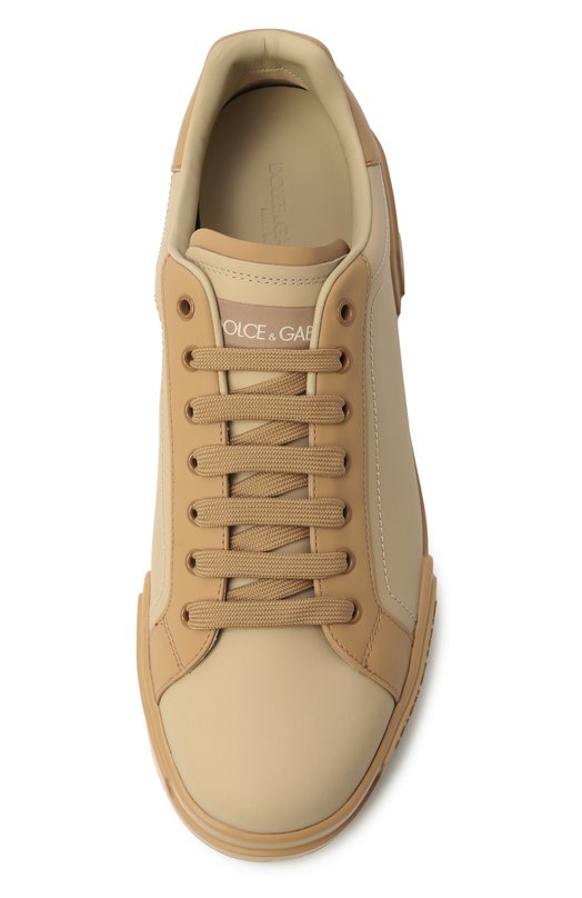 Кожаные кеды Portofino Dolce & Gabbana CS2332/AA335 Бежевый  CS2332/AA335 Фото 6