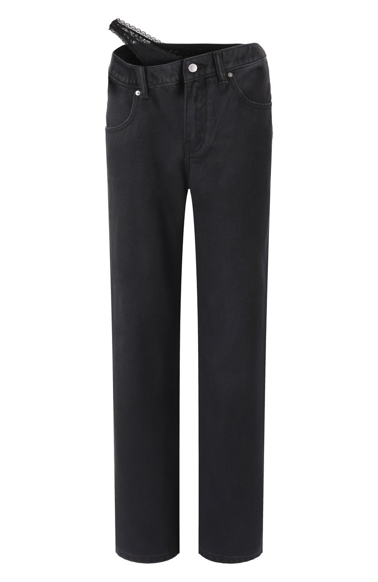 Женские джинсы ALEXANDER WANG черного цвета, арт. 4DC1254613 | Фото 1 (Длина (брюки, джинсы): Стандартные; Материал внешний: Хлопок, Деним; Стили: Кэжуэл; Детали: Декор; Силуэт Ж (брюки и джинсы): Прямые; Кросс-КТ: Деним; Автоматизация состава: Проставлено; Автоматизация ТО: Проставлено)