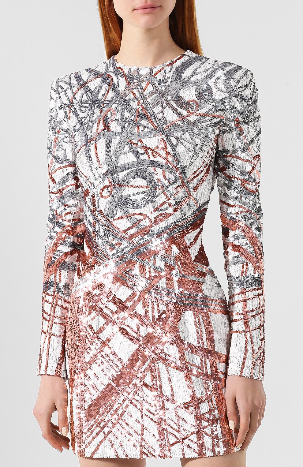 Платье с пайетками BALMAIN светло-розового цвета по цене 717500 руб., арт. RF06352/P008, фото 3 Платье с пайетками BALMAIN, арт. RF06352/P008, фото 3
