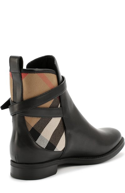 Кожаные челси с вставкой в клетку house check BURBERRY, арт. 3905881, фото 3