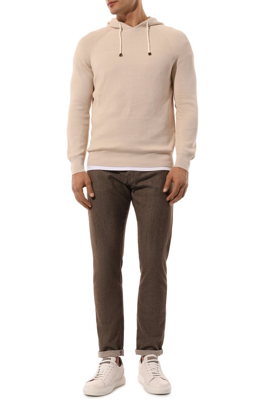 Хлопковое худи Brunello Cucinelli M2900B2022 Бежевый  M2900B2022 Фото 2