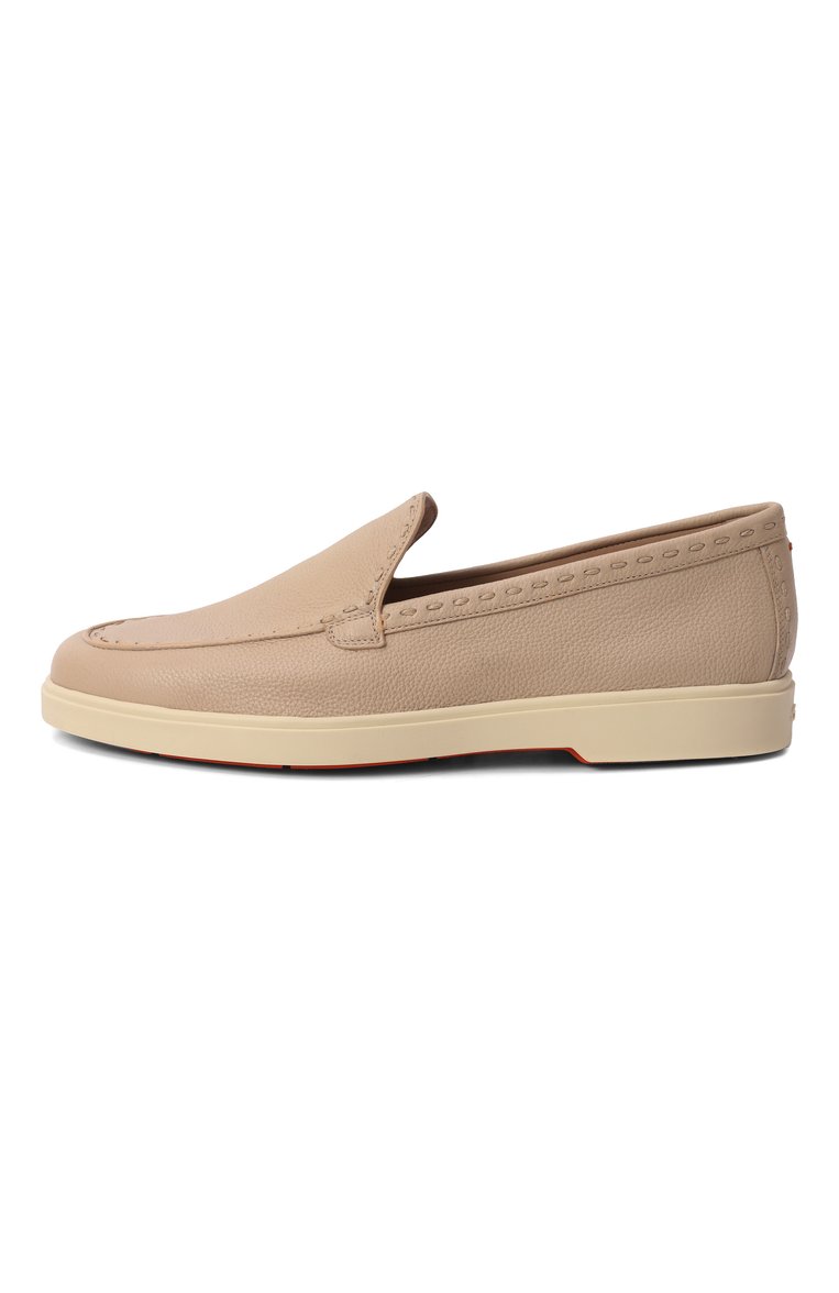 Женские кожаные лоферы SANTONI бежевого цвета, арт. WUYG71436TISSWKA | Фото 4 (Подошва: Платформа; Драгоценные камни: Проставлено; Каблук высота: Низкий; Материал сплава: Проставлено; Материал внешний: Натуральная кожа; Материал внутренний: Натуральная кожа)