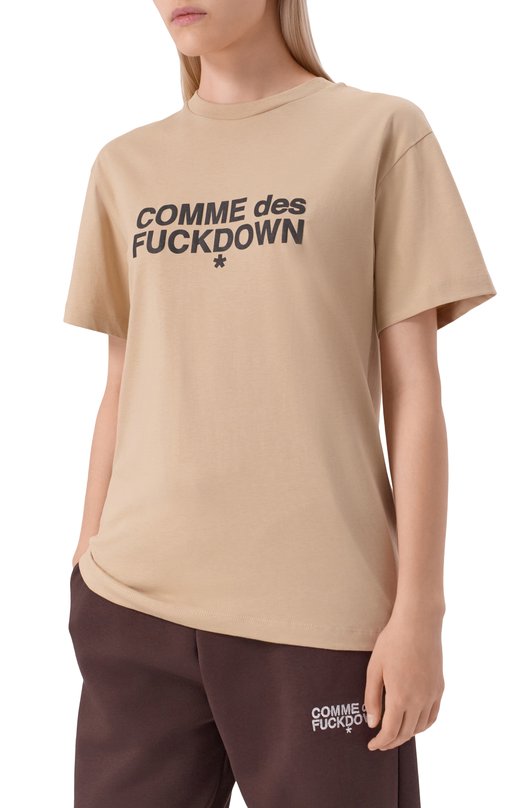 Хлопковая футболка Comme des Fuckdown CFABW01356 Бежевый  CFABW01356 Фото 3