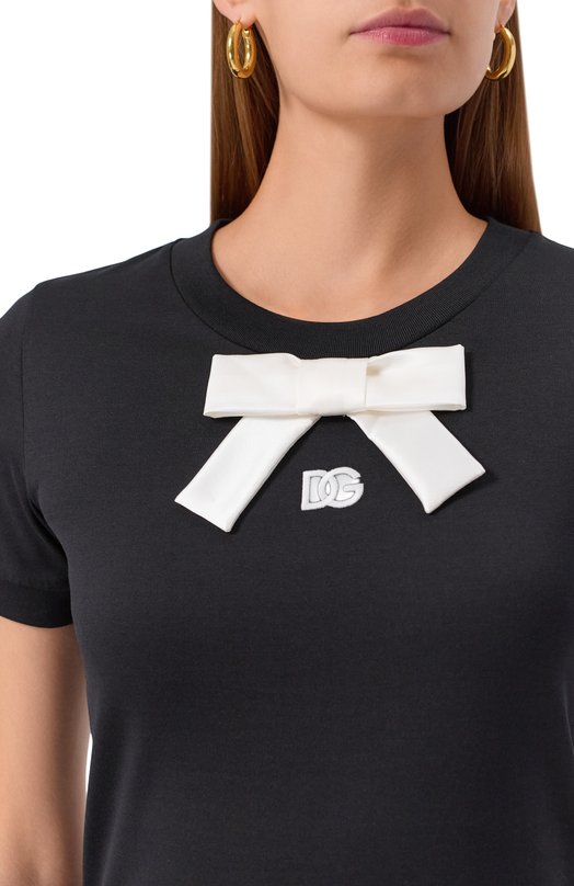 Хлопковая футболка Dolce & Gabbana F8N08Z/GDC6K Чёрный  F8N08Z/GDC6K Фото 5