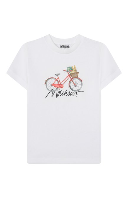 Детская хлопковая футболка MOSCHINO белого цвета, арт. HAM06U/LBA10/4-8 | Фото 1 (Материал внешний: Хлопок; Материал сплава: Проставлено; Драгоценные камни: Проставлено; Рукава: Короткие)