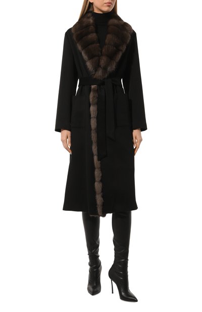 Кашемировое пальто с отделкой из меха соболя SIMONETTA RAVIZZA, арт. F04C0148T2Z1A, фото 3