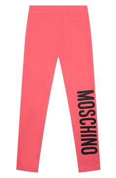 Детские хлопковые легинсы MOSCHINO кораллово�го цвета, арт. HGP047/LBA00/4A-8A | Фото 1 (Девочки Кросс-КТ: Леггинсы-одежда; Случай: Повседневный; Материал сплава: Проставлено; Нос: Не проставлено; Материал внешний: Хлопок; Ростовка одежда: 4 года | 104 см, 5 лет | 110 см, 6 лет | 116 см, 8 лет | 128 см)