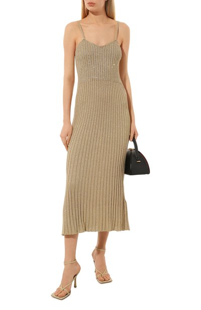 Платье с отделкой стразами BLUGIRL бежевого цвета по цене 39950 руб., арт. RA3081/MS006, фото 2 Платье с отделкой стразами BLUGIRL, арт. RA3081/MS006, фото 2