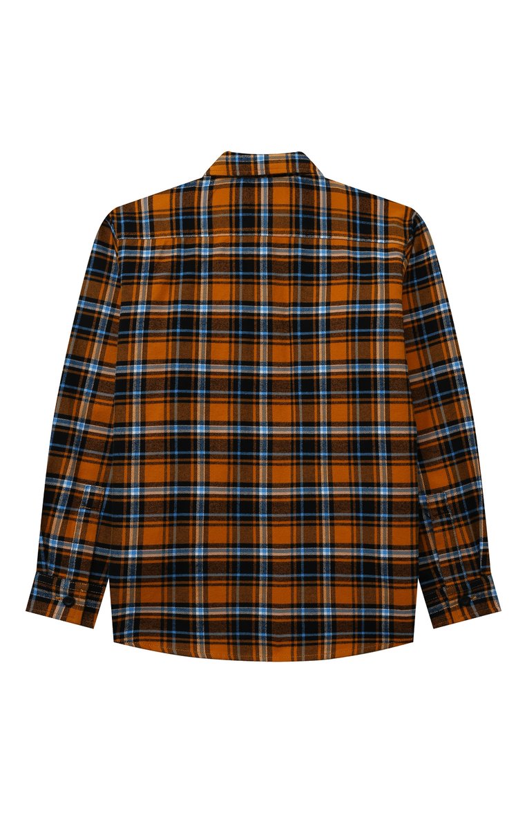 Детская хлопковая рубашка WOOLRICH оранжевого цвета, арт. CFWKSI0053MR/UT3151 | Фото 2 (Рукава: Длинные; Материал внешний: Хлопок; Случай: Повседневный)