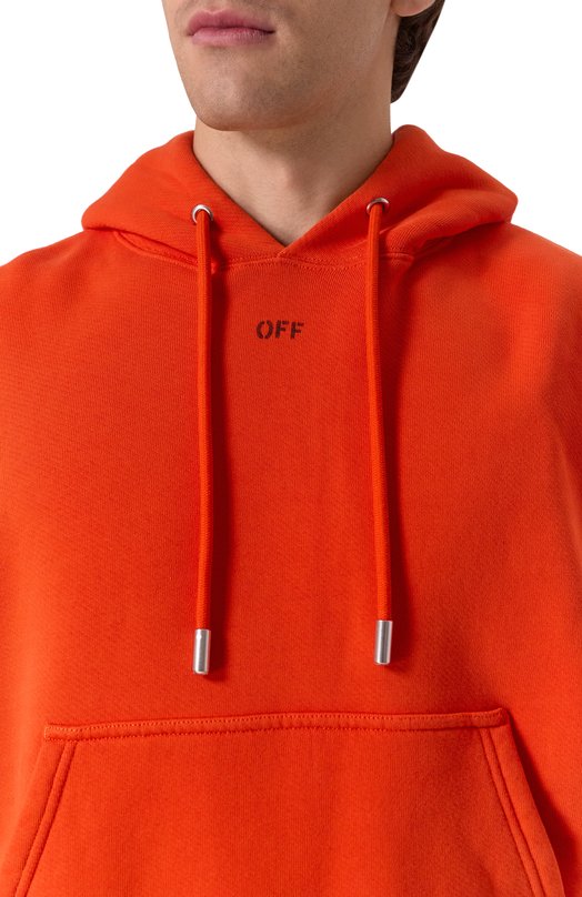 Хлопковое худи Off-White 0MBB085S25FLE00L Оранжевый  0MBB085S25FLE00L Фото 5