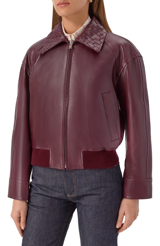 Кожаный бомбер Bottega Veneta 832893/V5BX0 Бордовый  832893/V5BX0 Фото 3