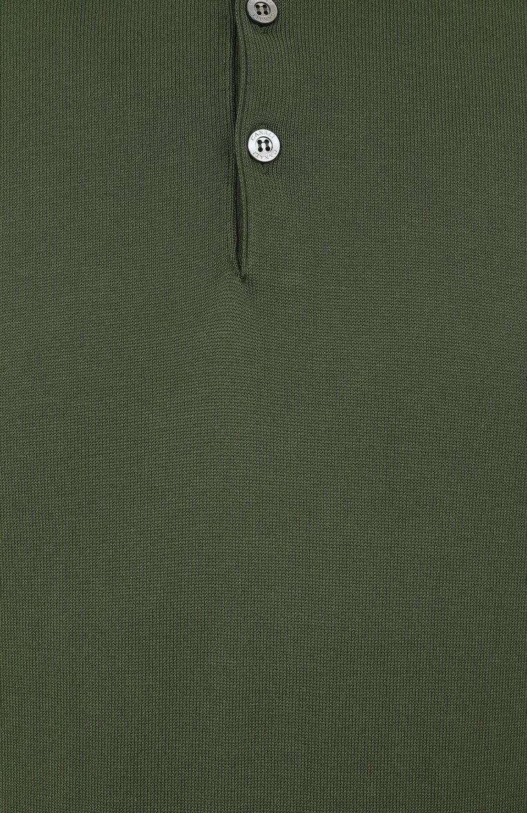 Мужское хлопковое поло CANALI хаки цвета, арт. C0017/MK00145 | Фото 6 (Длина (для топов): Стандартные; Материал внешний: Хлопок; Рукава: Длинные; Кросс-КТ: Трикотаж; Застежка: Пуговицы; Принт: Без принта; Стили: Кэжуэл)
