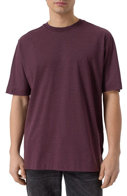 Футболка из лиоцелла и хлопка BOSS 50548962 Бордовый  50548962 Фото 3