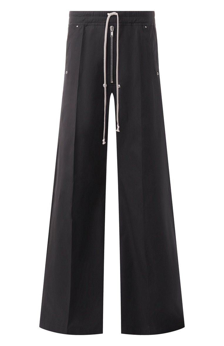 Мужские хлопковые брюки RICK OWENS черного цвета, арт. RU01E5366/TE | Фото 1 (Длина (брюки, джинсы): Стандартные; Случай: Повседневный; Стили: Гранж; Материал внешний: Хлопок)
