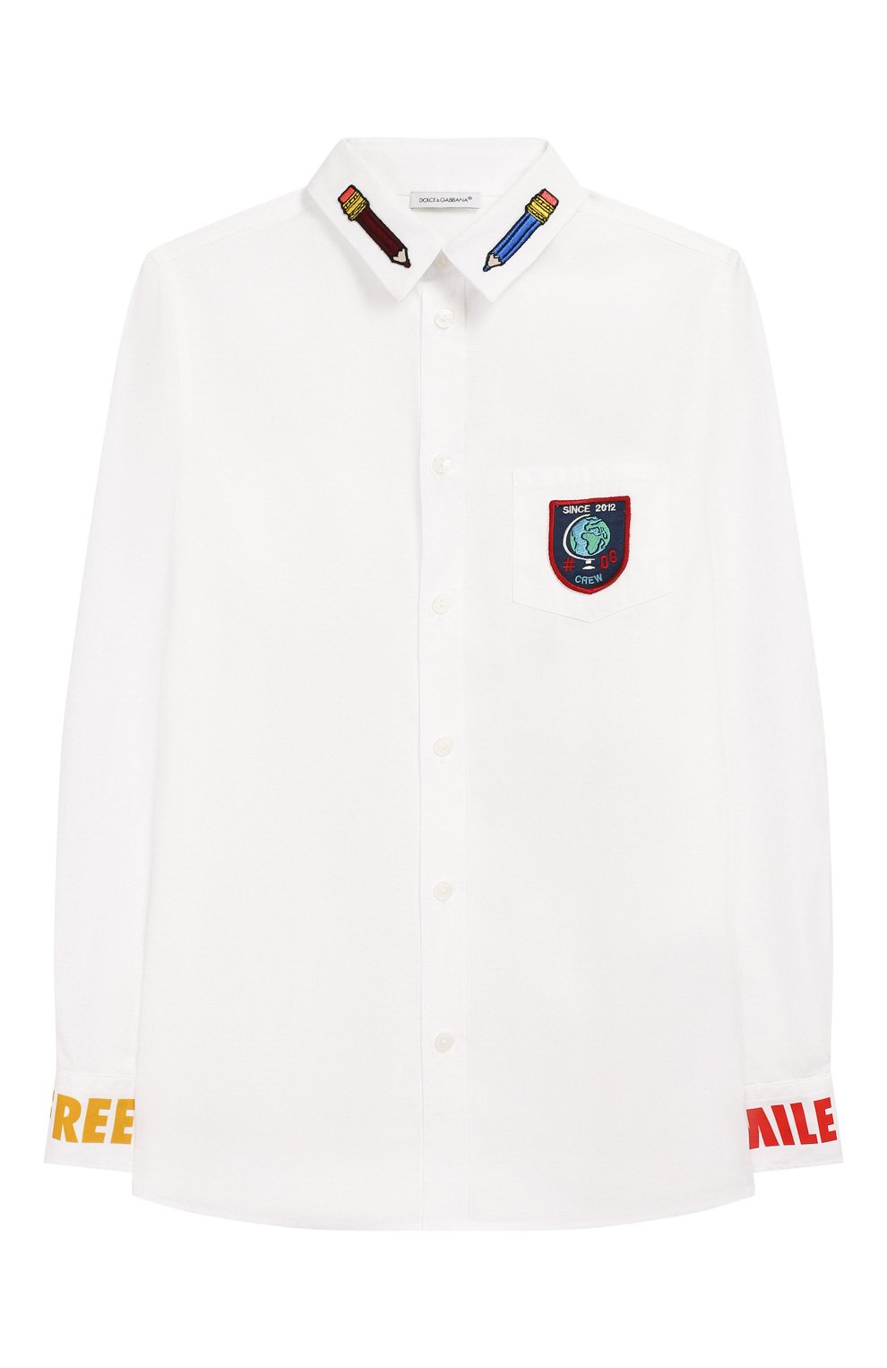 Хлопковая рубашка DOLCE & GABBANA белого цвета по цене 18600 руб., арт. L43S01/G7TFK/8-14, фото 1 Хлопковая рубашка DOLCE & GABBANA, арт. L43S01/G7TFK/8-14, фото 1