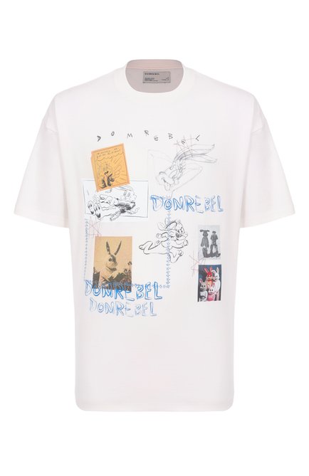 Мужская хлопковая футболка DOMREBEL белого цвета, арт. RABBIT H0LE/T-SHIRT | Фото 1 (Рукава: Короткие; Материал сплава: Проставлено; Длина (для топов): Стандартные; Материал внешний: Хлопок; Драгоценные камни: Проставлено)