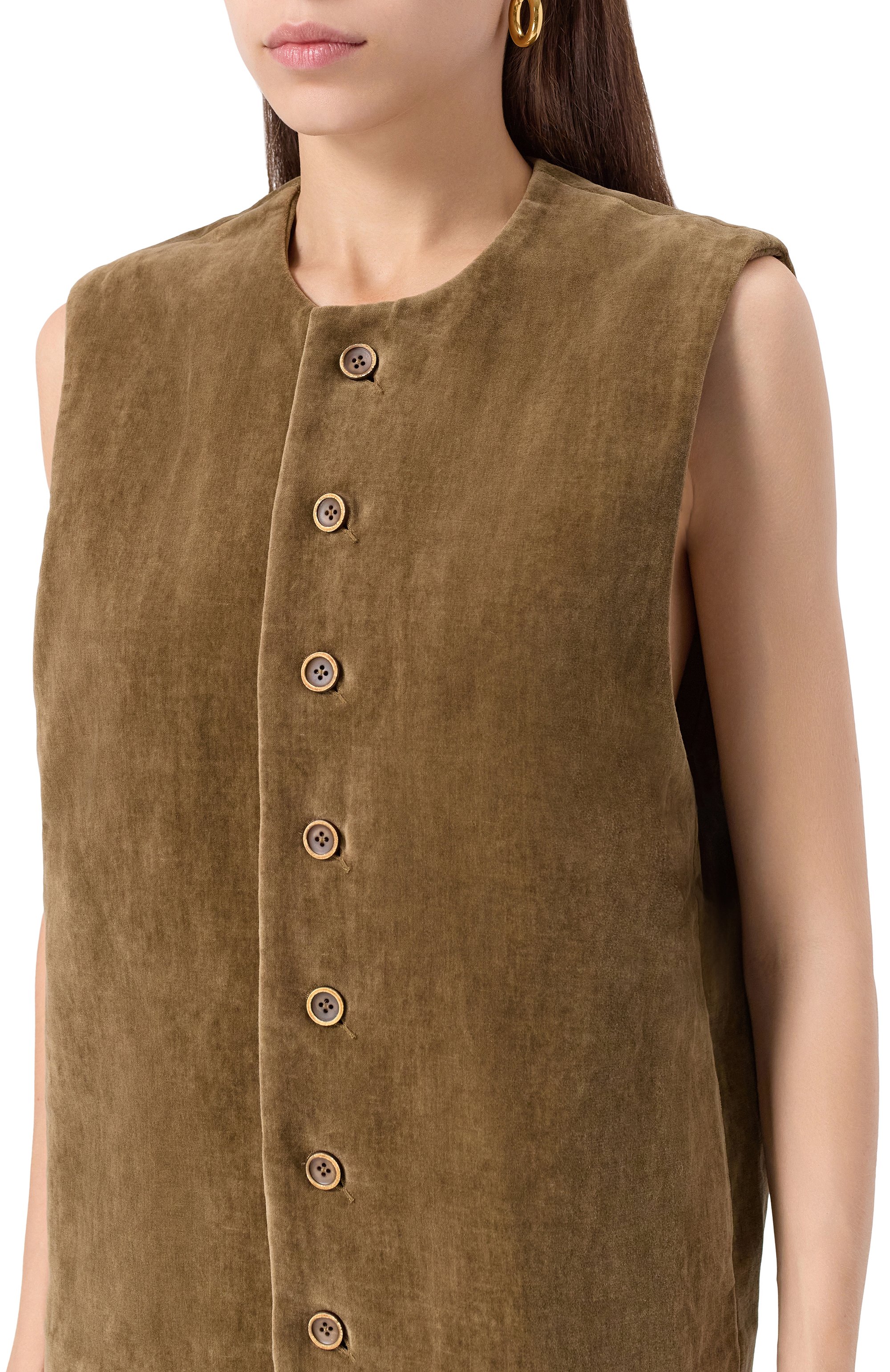 Жилет из хлопка и льна UMA WANG коричневого цвета по цене 121500 руб., арт. UM6527, фото 5 Жилет из хлопка и льна UMA WANG, арт. UM6527, фото 5