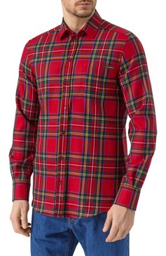 Мужская шерстяная рубашка DOLCE & GABBANA красного цвета, арт. G5JZ9T/FQ2KC | Фото 3 (Драгоценные камни: Проставлено; Рукава: Длинные; Длина (для топов): Стандартные; Материал сплава: Проставлено; Материал внешний: Шерсть; Случай: Повседневный; Стили: Кэжуэл; Принт: Клетка; Застежка: Пуговицы; Воротник: Кент; Рубашки М: Regular Fit)