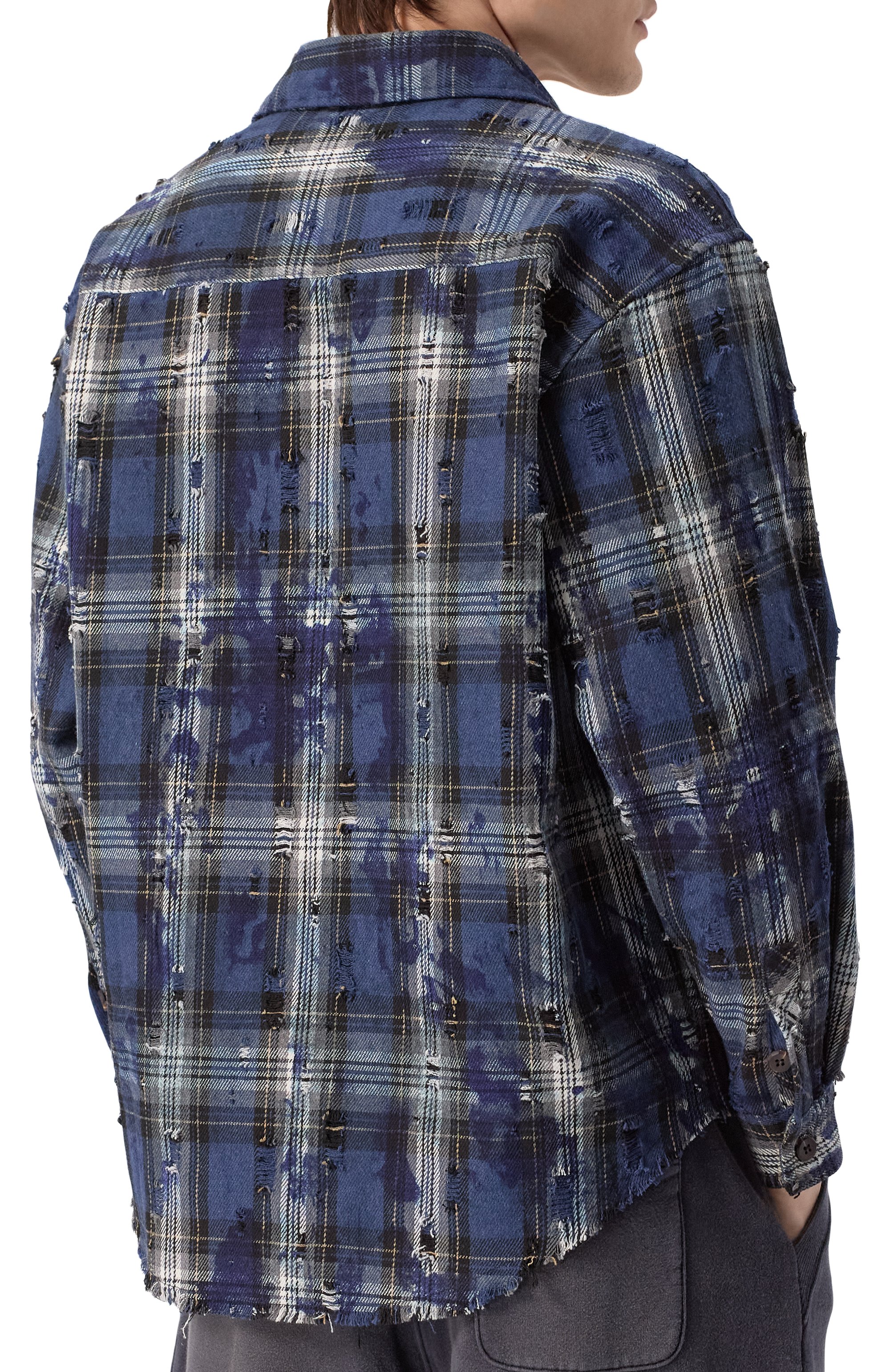 Хлопковая рубашка destroyed WHO_AM, арт. MCS1-WIM1-BLU, фото 4