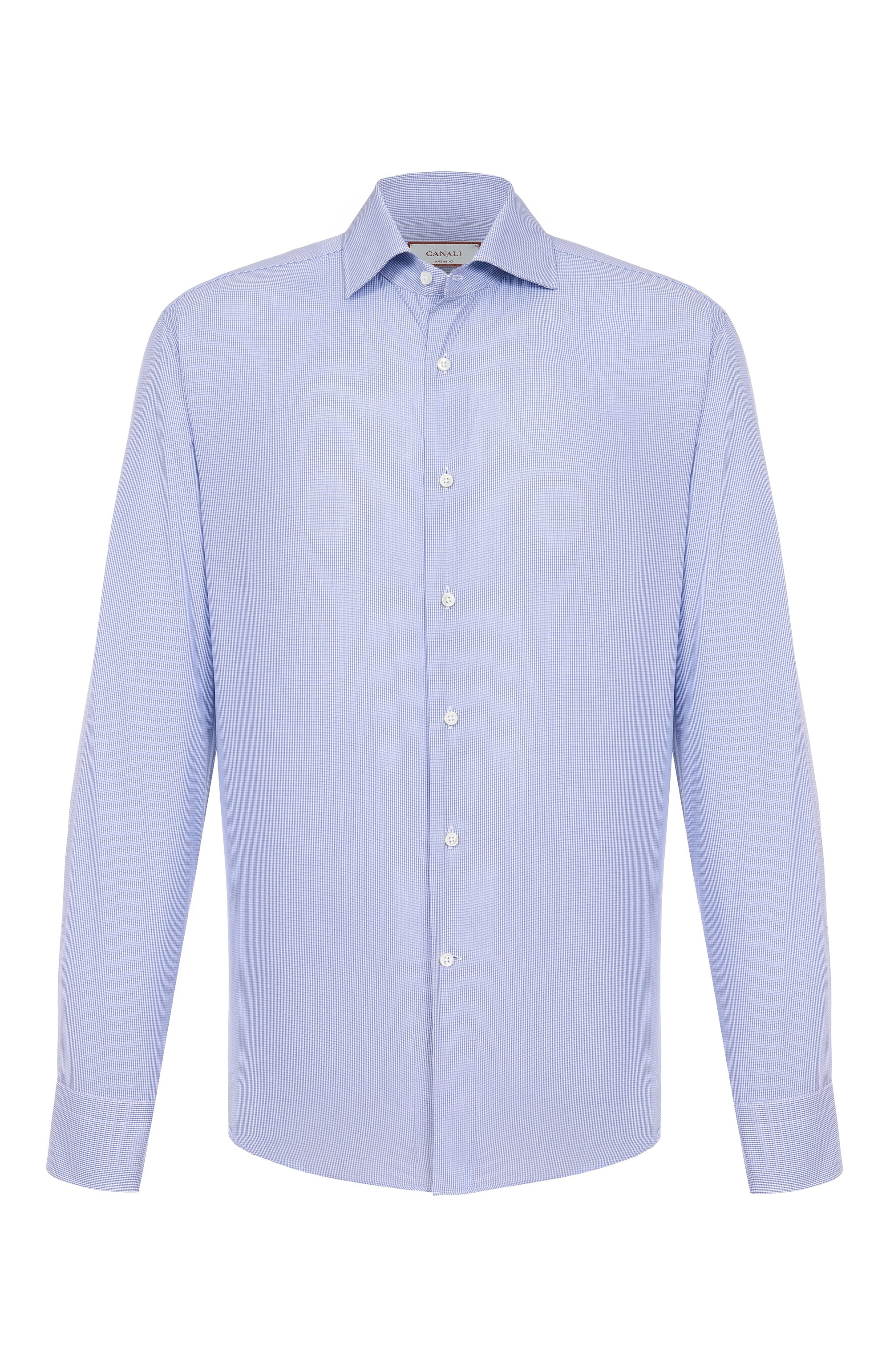 Хлопковая сорочка CANALI синего цвета по цене 36650 руб., арт. CCL7098/GD03461, фото 1 Хлопковая сорочка CANALI, арт. CCL7098/GD03461, фото 1