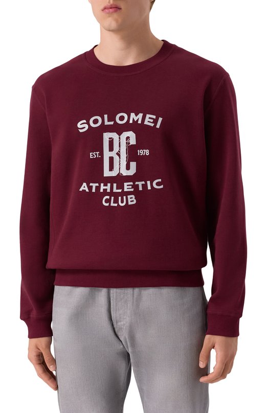 Хлопковый свитшот Brunello Cucinelli MW8633380G Бордовый  MW8633380G Фото 3
