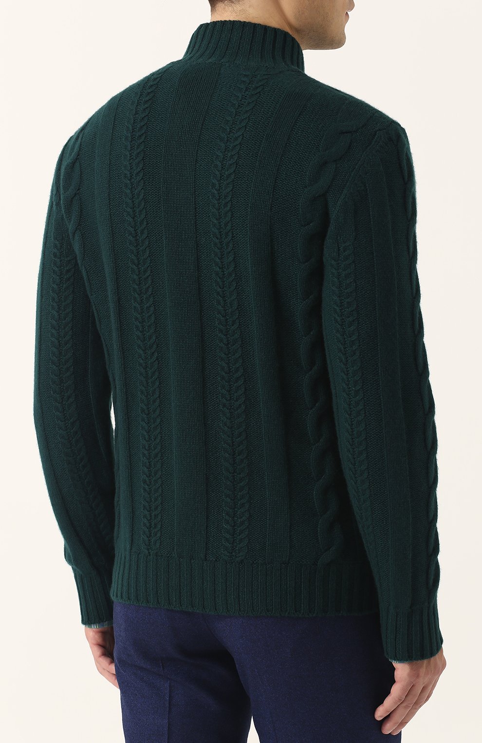 Кашемировый свитер фактурной вязки с воротником на молнии KITON, арт. UK930, фото 4