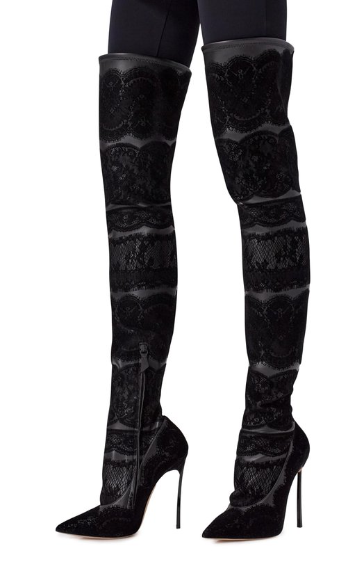 Комбинированные ботфорты Blade 120 Casadei 1T082A120T/LNGRE Чёрный  1T082A120T/LNGRE Фото 2