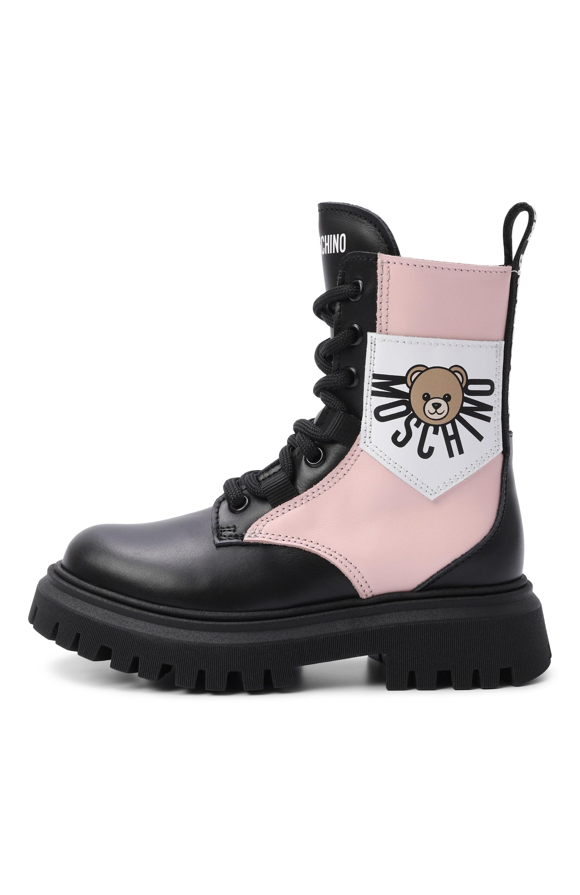 Кожаные ботинки MOSCHINO черного цвета по цене 38600 руб., арт. 84250/VAR3, фото 2 Кожаные ботинки MOSCHINO, арт. 84250/VAR3, фото 2