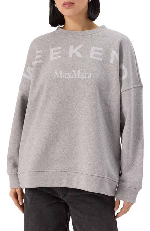 Хлопковый свитшот Weekend Max Mara LALLA Серый  LALLA Фото 3