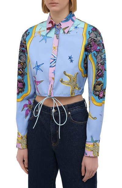 Хлопковая рубашка VERSACE разноцветного цвета по цене 108000 руб., арт. A88966/1F00963, фото 3 Хлопковая рубашка VERSACE, арт. A88966/1F00963, фото 3