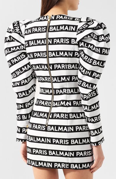 Хлопковое платье BALMAIN черно-белого цвета по цене 597500 руб., арт. RF16186/C054, фото 4 Хлопковое платье BALMAIN, арт. RF16186/C054, фото 4