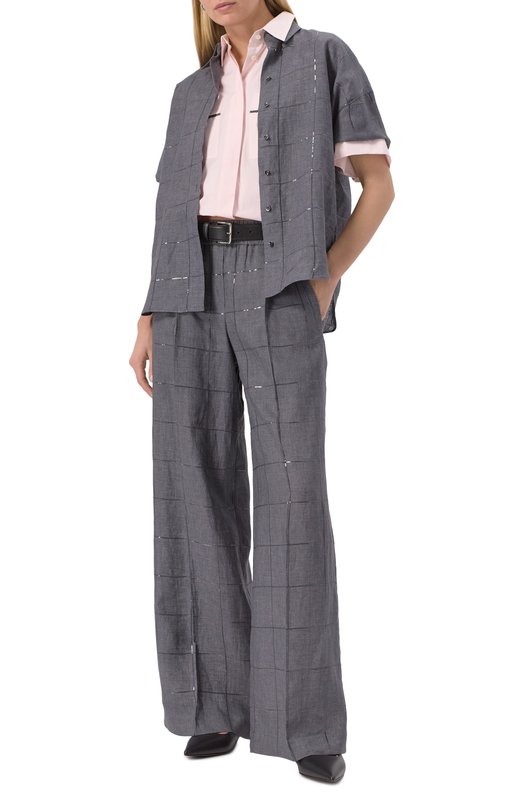 Льняная рубашка Brunello Cucinelli MM633RH706 Серый  MM633RH706 Фото 2