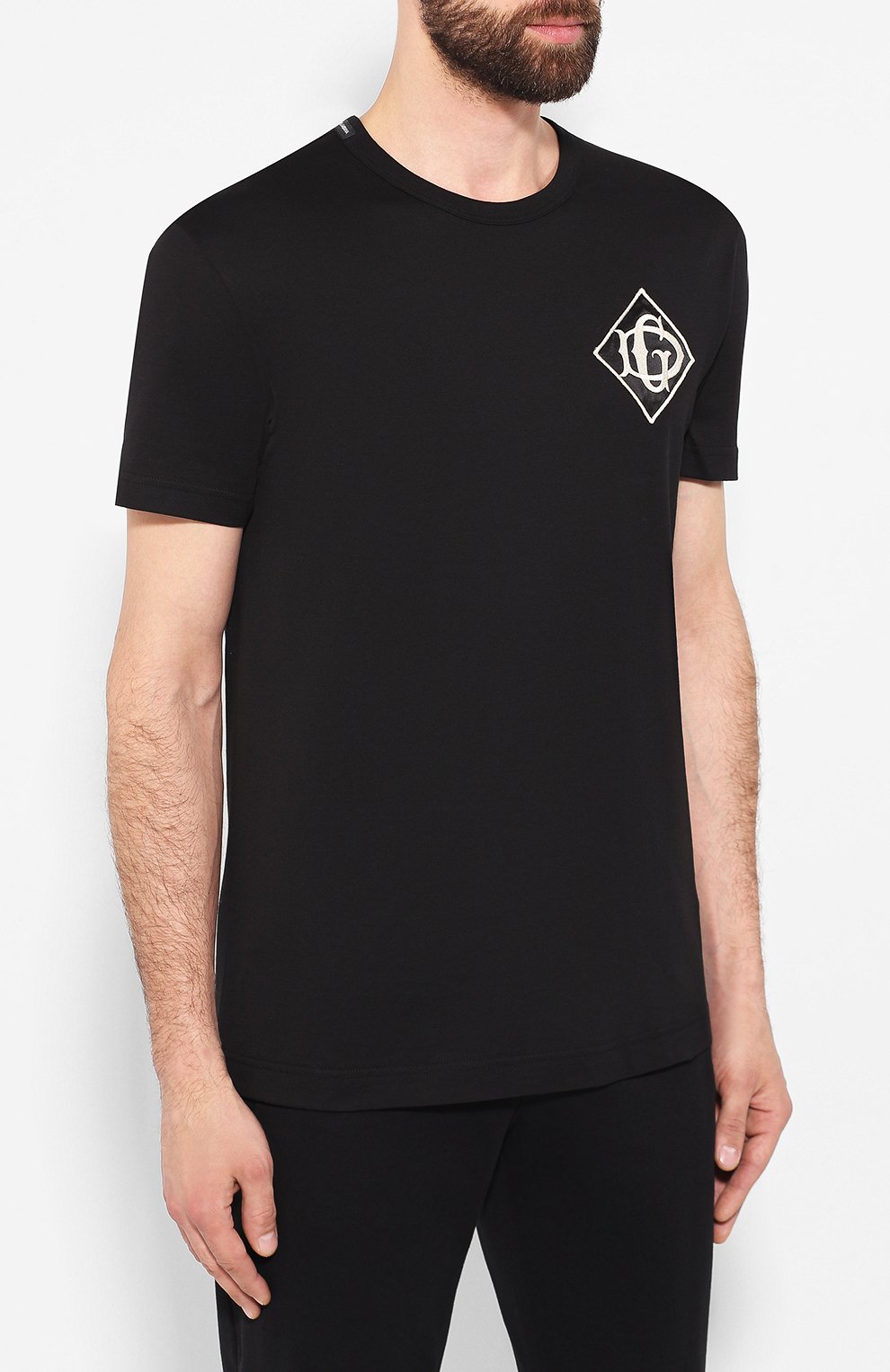 Хлопковая футболка DOLCE & GABBANA черного цвета по цене 36300 руб., арт. G8KBAZ/G7TWF, фото 3 Хлопковая футболка DOLCE & GABBANA, арт. G8KBAZ/G7TWF, фото 3