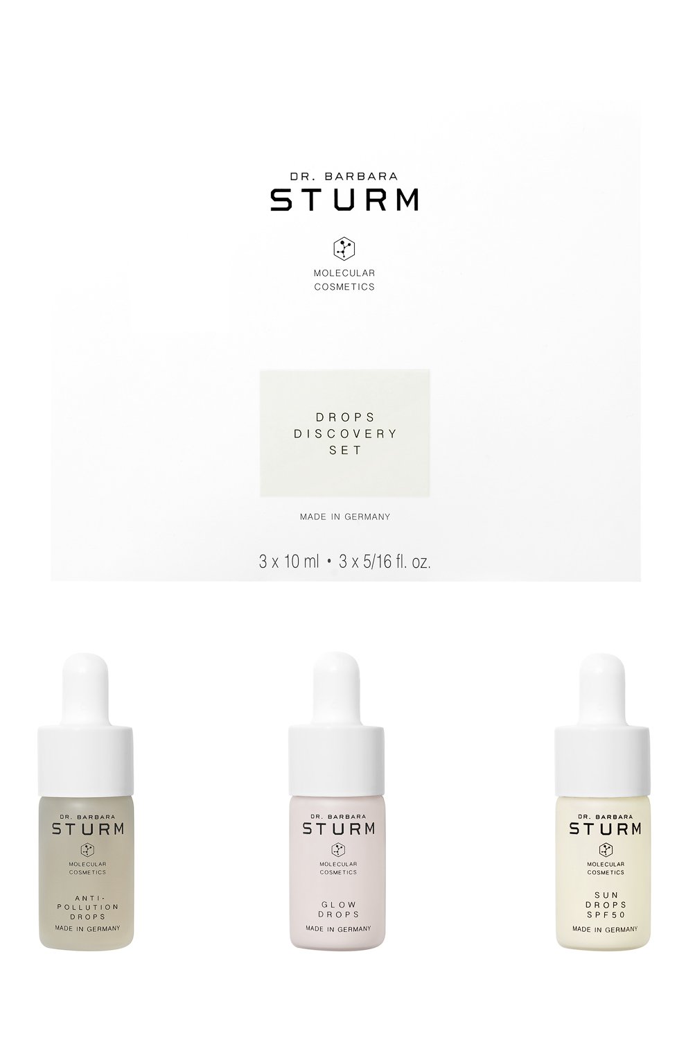 Набор сывороток: glow drops + sun drops + anti-pollution drops (3x10ml) DR. BARBARA STURM, арт. 4015165334026, фото 2