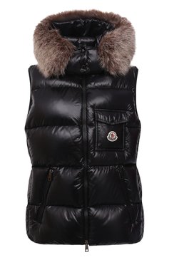 Женский пуховый жилет balabio MONCLER черного цвета, арт. G2-093-1A000-77-68950 | Фото 1 (Длина (верхняя одежда): Короткие; Материал утеплителя: Пух и перо; Материал внешний: Синтетический материал; Материал подклада: Синтетический материал; Стили: Спорт-шик; Кросс-КТ: Пуховик; Материал сплава: Проставлено; Драгоценные камни: Проставлено)