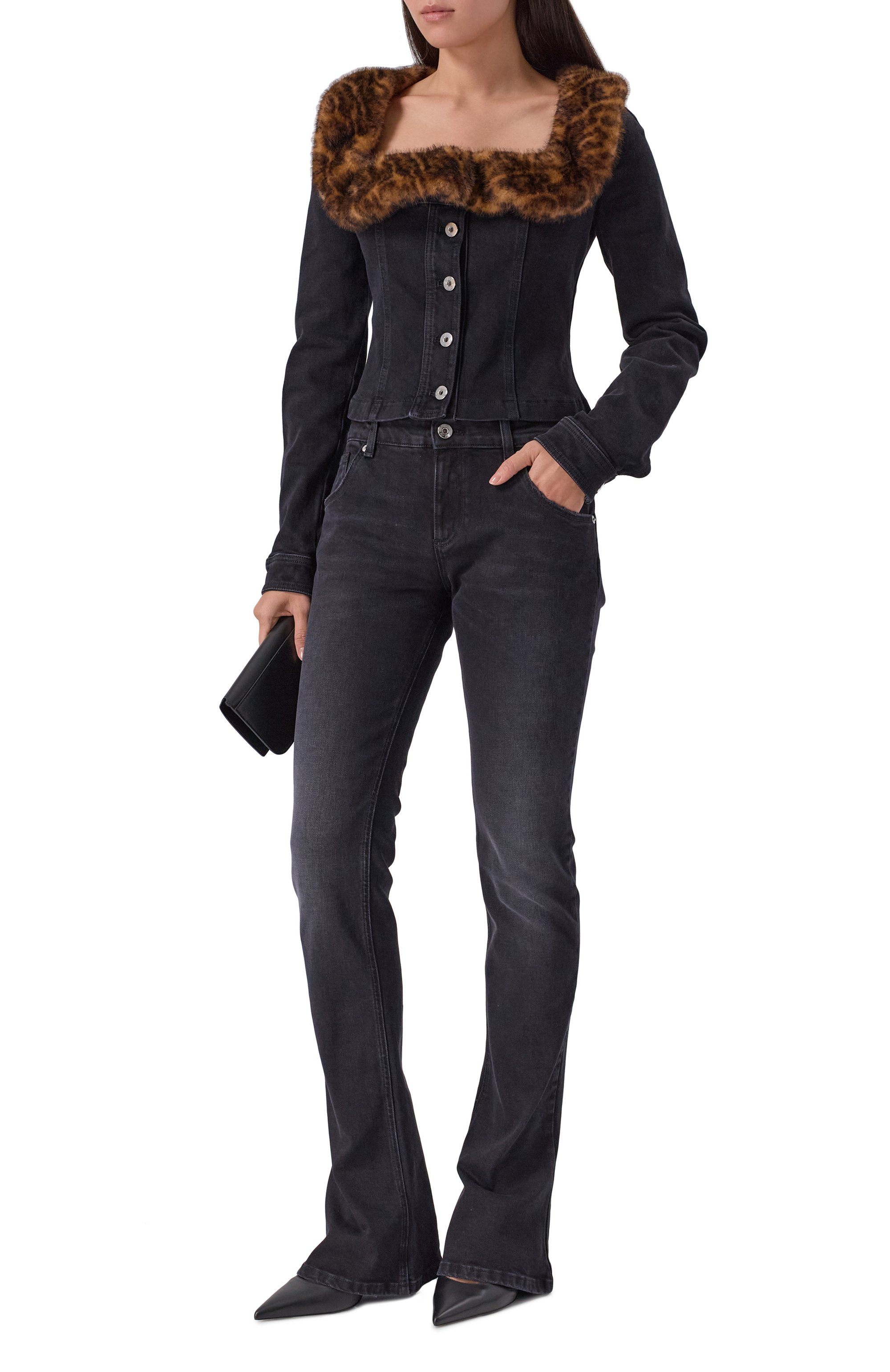 Джинсовый жакет с отделкой мехом BLUMARINE, арт. 2J206A, фото 2