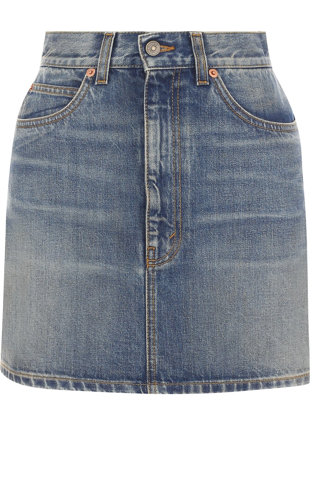 Джинсовая мини-юбка с потертостями и вышивкой GUCCI, арт. 467267/XRA15, фото 1