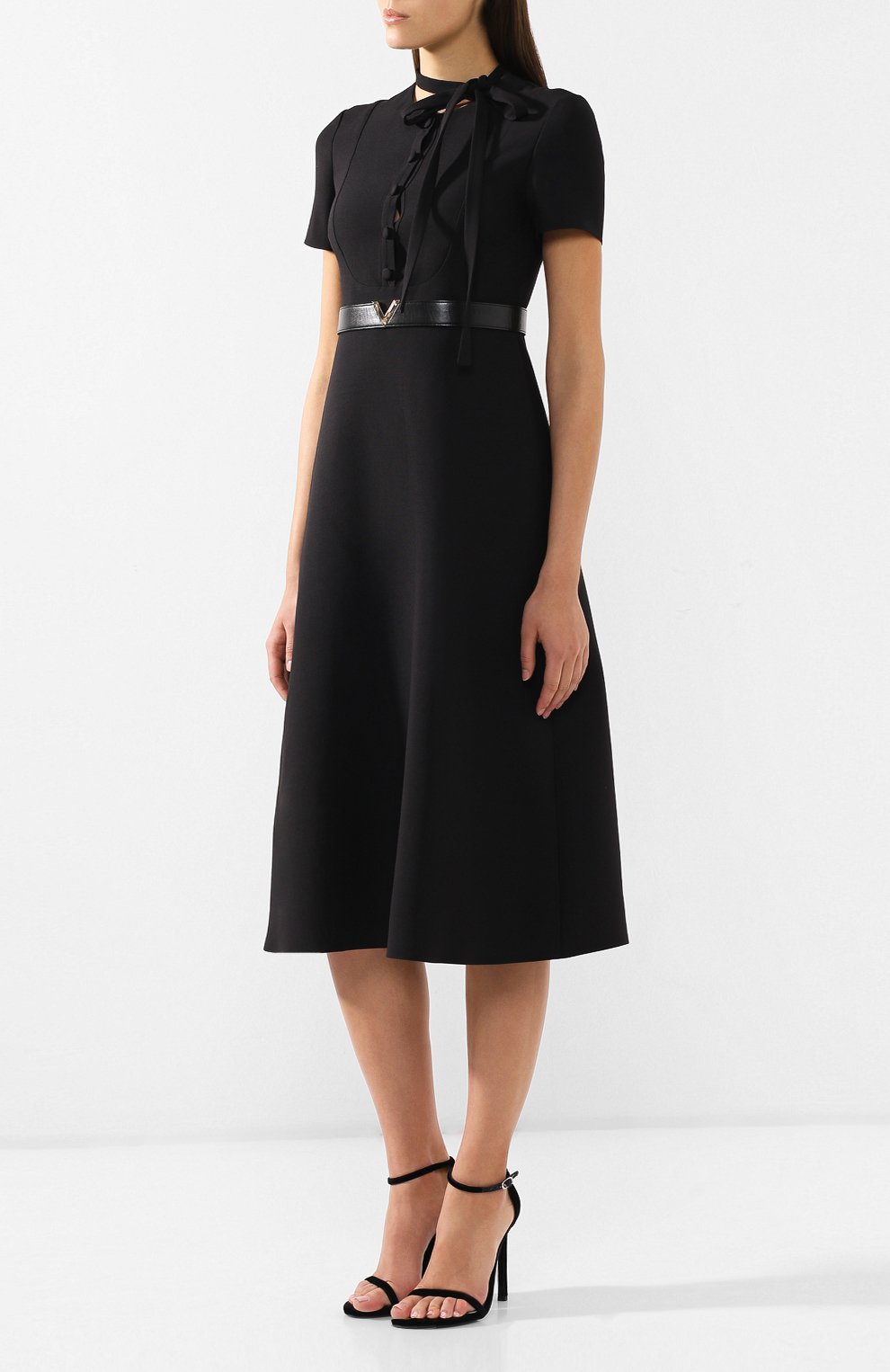 Платье из смеси шерсти и шелка VALENTINO черного цвета по цене 299500 руб., арт. RB3VAKY61CF, фото 3 Платье из смеси шерсти и шелка VALENTINO, арт. RB3VAKY61CF, фото 3